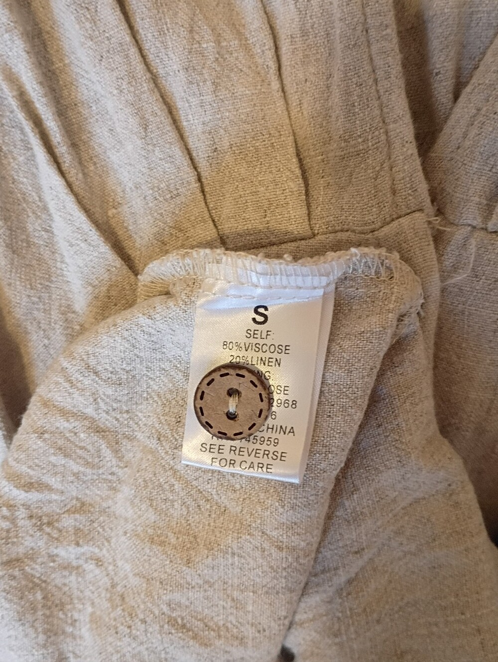 Dress Forum Beige Linen-Blend Corset Waisted Cottage Core Milkmaid Work - Picture 10 of 13